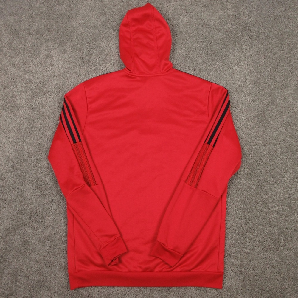 Manchester United Sweater Mens Medium Red Adidas Hoodie Sweatshirt 1/4 Zip Logo - Picture 8 of 11